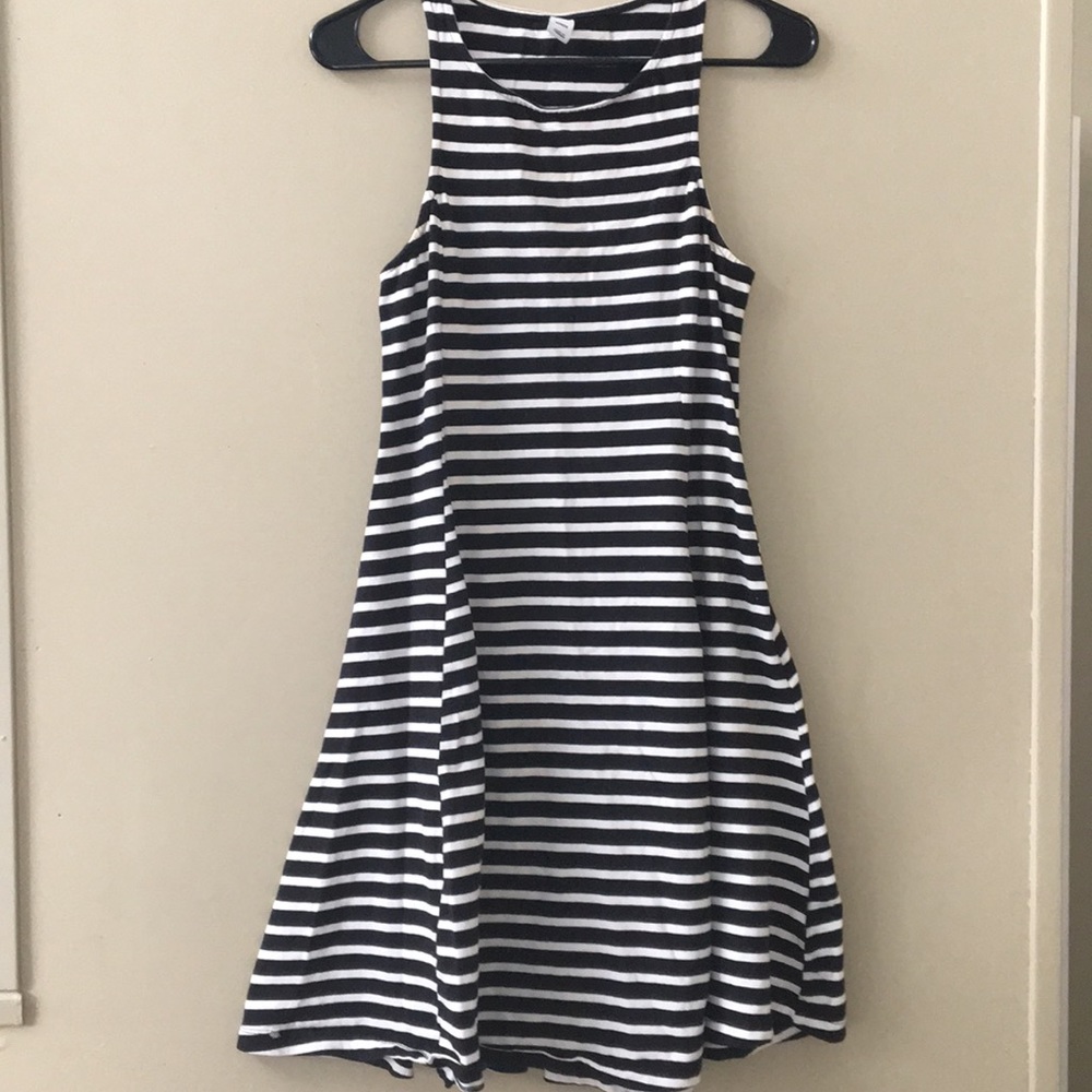 Medium black and white striped dress.